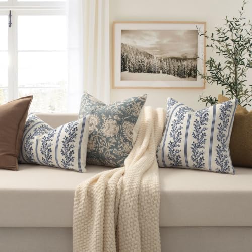 Vintage Throw Pillow Covers 12x20 Set of 2, Striped Floral Pillow Cover - Image 6