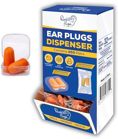 250 Pair Foam Earplugs Individually Wrapped in Dispenser Box by QualityPlugsbyRips