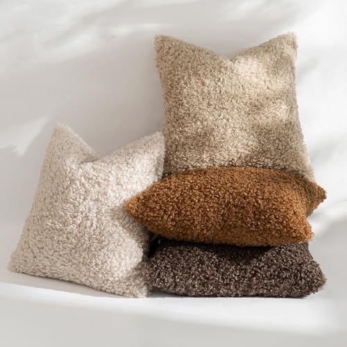 MIULEE Decorative Faux Fur Pillow Covers Sherpa 20x20 Bronze - Image 6