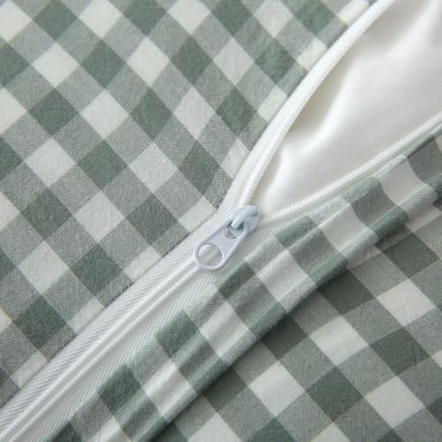 Mywinlle Dusty Green Gingham Plaid Ruffle Throw Pillow Covers 18"x18" - Image 5