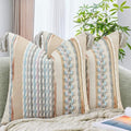 AmHoo Set of 2 Chenille Striped Textured Boho Throw Pillow Covers Aesthetic by AmHootextile