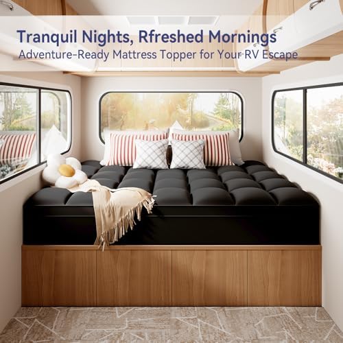 ELEMUSE RV Short Queen Black Mattress Topper, Pillow Top Mattress Pad - Image 2