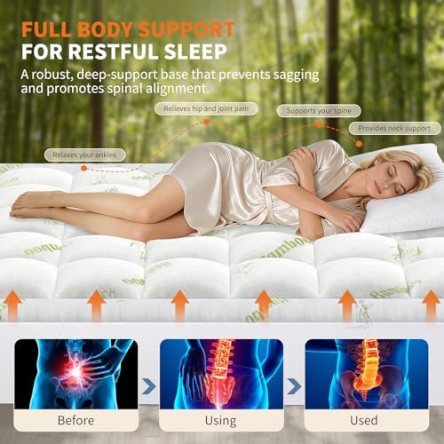 Sweetcrispy King Cooling Bamboo Mattress Topper - Image 5