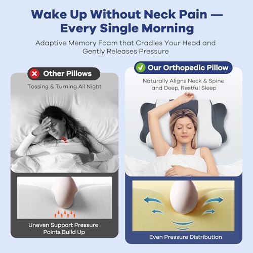 DONAMA Cervical Neck Pillow for Pain Relief, Memory Foam Ergonomic Pillows - Image 2
