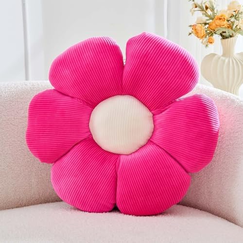 Kcvvcr Hot Pink Flower Pillow, 17.7" Cute Flower Shaped Floor Pillow, Aesthetic by Kcvvcr
