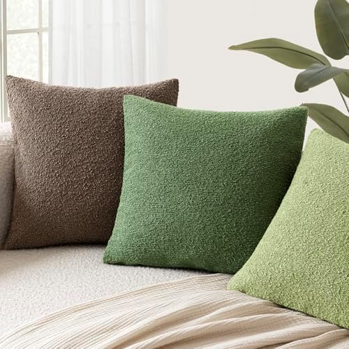 Foindtower Decorative Textured Boucle Throw Pillow Cover 20x20 Forest Green - Image 5