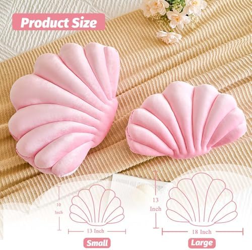 Lfsaaj Pink Seashell Throw Pillows, Shell Shaped Throw Pillows, 13 Inch Soft - Image 2