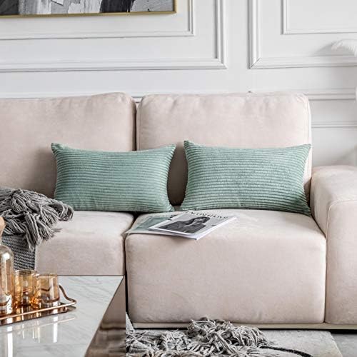 Home Brilliant Rectangle Throw Pillow Covers 12x20 Set of 2 Solid Striped by HomeBrilliant