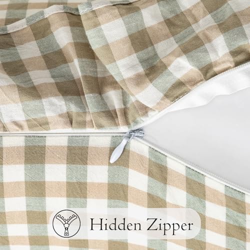 JoraLion Ruffled Lumbar Pillow Cover 14x24 Gingham Green - Image 6