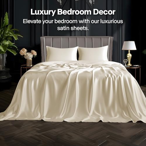BEDELITE Satin Sheets King Size Bed Set, 4 Pieces - Image 2