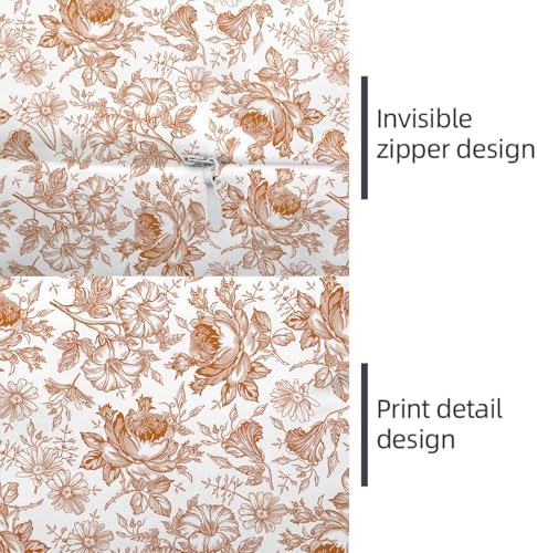 Orange and White Porcelain Floral Lumbar Pillow Cover 14x36 Long Body Pillow - Image 6