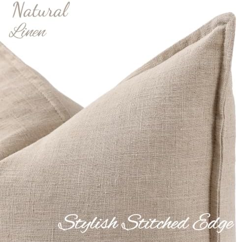 decorUhome Fall Natural Linen Throw Pillow Covers 20x20 Set of 2 - Image 2