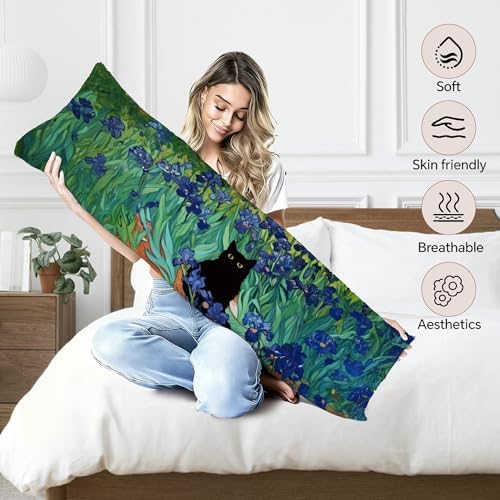 William Morris Floral Black Cat 20x54 Body Pillow Cover, Cat Lovers Mom Grandma - Image 3