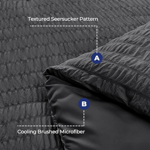 HYMOKEGE 7 Piece King Size Comforter Set Seersucker, All Season Luxury Bed in a - Image 4