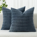 MIULEE Corduroy Decorative Throw Pillow Covers 20x20 Blue Pack of 2 by MIULEE