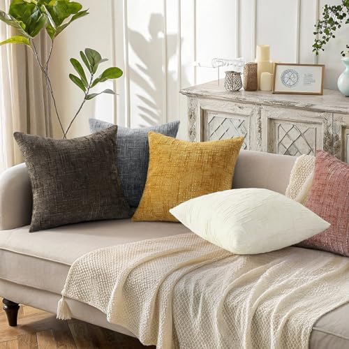 decorUhome Textured Chenille Throw Pillow Covers 20x20 Set of 2 Pink - Image 5