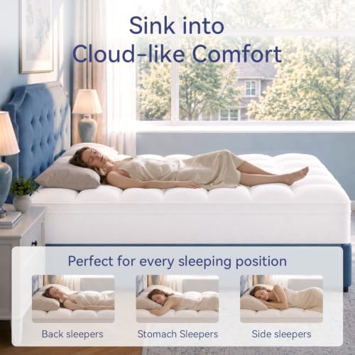 ELEMUSE Full XL Mattress Topper, Thick Pillow Top Bed Topper Mattress Pad - Image 5