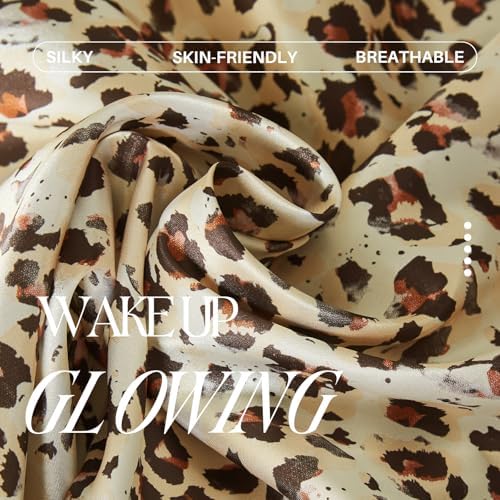 Terrazzo Leopard Print Pillow Cases, Standard Cheetah Satin Pillowcase - Image 7