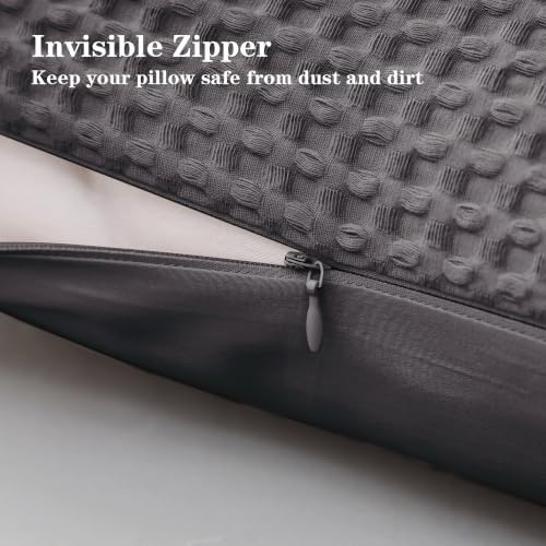100% Cotton Waffle Weave Body Pillowcase 1 Pack, Dark Grey - Image 3