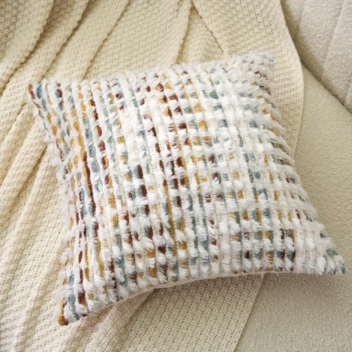 Aeckself Boho Chenille Tufted Pillow Cover 24 x 24 Inch, Decorative Square Big - Image 4