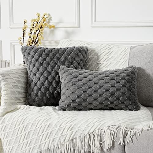 Yaertun Pack of 2 Super Soft Cozy Decorative Throw Pillow Covers Fuzzy Plush - Image 2