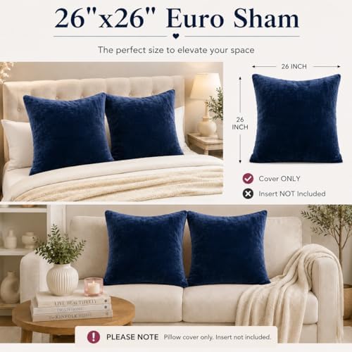EVOLIVE Micromink Euro Sham Cover 26"x26", Hidden Zipper, 1 Pack - Image 2