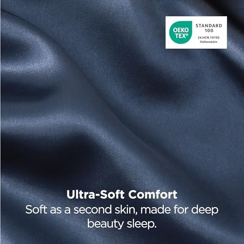 Bedsure Satin Pillowcases King Set of 2, Similar to Silk Pillow Cases Blue - Image 5