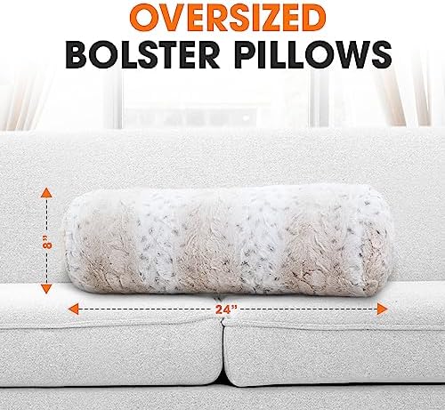 Cheer Collection Faux Fur Bolster Pillows – Soft Decorative Cylinder Pillows - Image 2