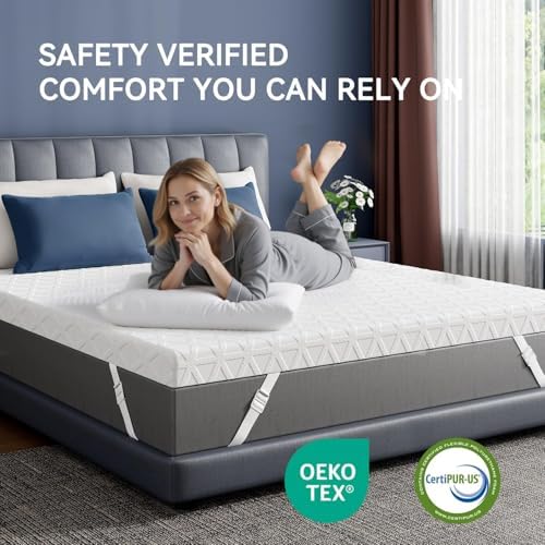 ELEMUSE 3 Inch Queen Size Gel Memory Foam Mattress Topper, Cooling Ice Silk - Image 7
