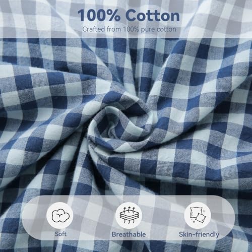 Navy Gingham Body Pillow Cover 20x54, Ruffled Cotton Sham - Image 3