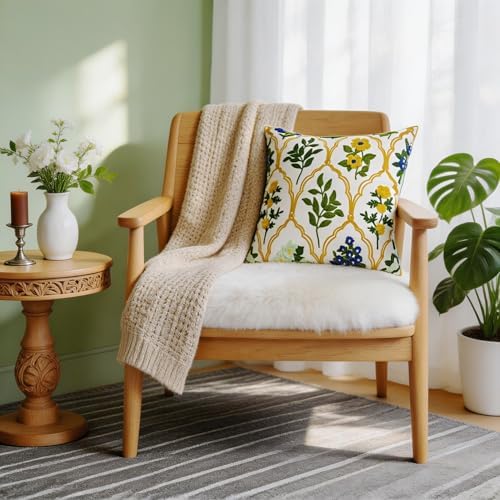 Alysheer Floral Embroidered Throw Pillow Cover 18"x18" - Image 7