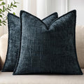 decorUhome Chenille Throw Pillow Covers 20x20 Set of 2, Dark Teal by decorUhome