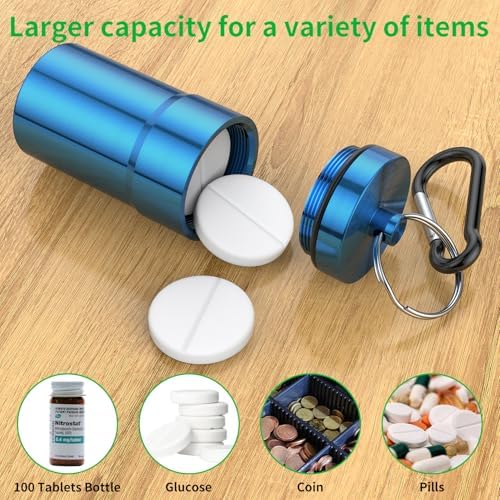 Portable Pill Case Keychain, Large Waterproof Aluminum Pill Container - Image 4