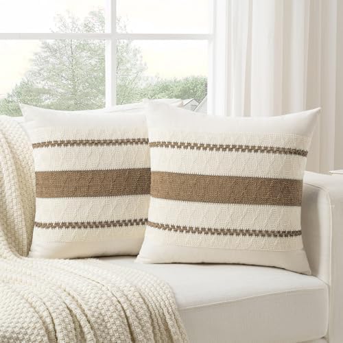 Fancy Homi Set of 2 Boho Light Brown Euro Decorative Throw Pillow Cover 26x26 by Fancy+Homi