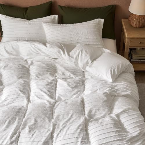JELLYMONI White Horizontal Striped Tufted Pillowcases King Size - Image 6