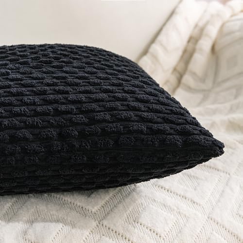 Set of 4 Black Decorative Throw Pillow Covers 22x22 Inch Corduroy Pillow Covers - Image 6