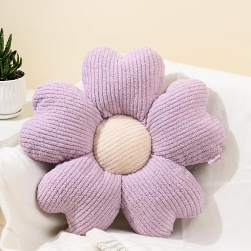 Sioloc Flower Shaped Throw Pillow, Fun Daisy Pillow, 15.7" Purple Cute by HEALTHYCOMFORTLIFE