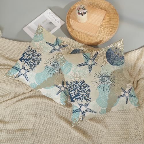Nautical Coastal Pillow Covers 20x20 Set of 2 Beach Themed Ocean Throw Pillows - Image 5