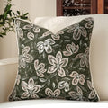 MATTINS Vintage Floral Patterned Throw Pillow Cover 22x22, Olive Green 1PC by MATTINS