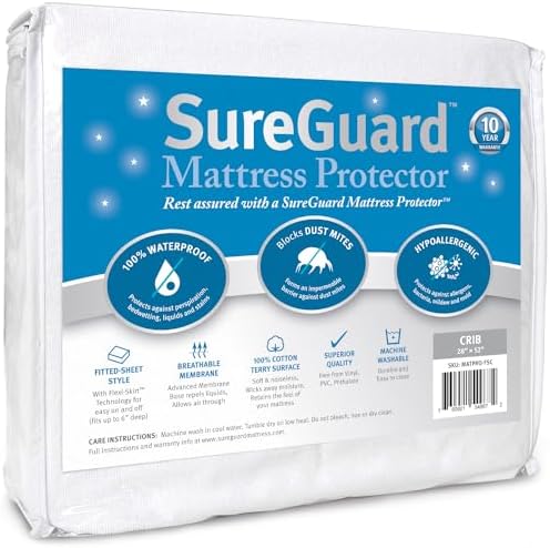 SureGuard Waterproof Mattress Protector, Crib Size Mattress Cover by SureGuardMattressProtectors