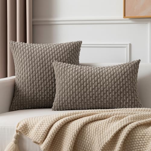 Kevin Textile Soft Corduroy 14"x24" Lumbar Pillow Cover 1 Pack, Light Brown - Image 4