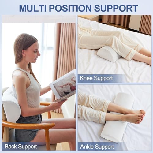 Knee Pillow for Back Sleeping, Memory Foam Bolster Pillow for Legs, Under Knee - Image 3