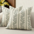 Vintage Throw Pillow Covers 16x16 Set of 2, Striped Floral Pillow Cover by DKwizme
