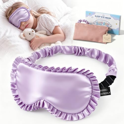 Kids Silk Sleep Mask, 22 Momme 100% Mulberry Silk Eye Mask by Pyopbow
