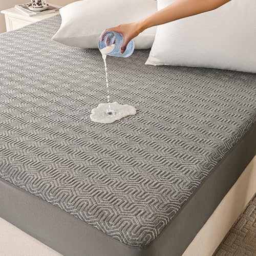 GRT Queen Mattress Protector Waterproof, Bamboo Charcoal Fiber Mattress Pad by GRT