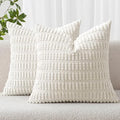 MIULEE Corduroy Decorative Throw Pillow Covers 16x16 Pure White Pack of 2 by MIULEE