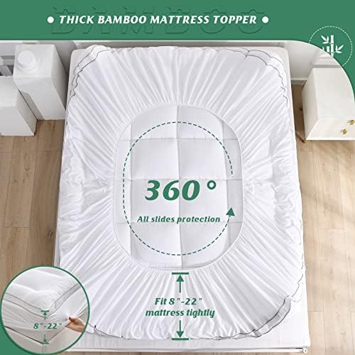 GRT Full Pillowtop Mattress Topper, Rayon from Bamboo Mattress Cover Padded - Image 5