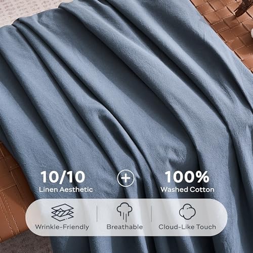 JELLYMONI 100% Washed Cotton Pillowcases, Envelope Closure 2-Pack - Image 3