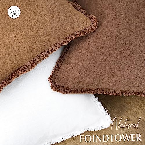 Foindtower Decorative Linen Fringe Lumbar Throw Pillow Covers 12×24 Rust - Image 4