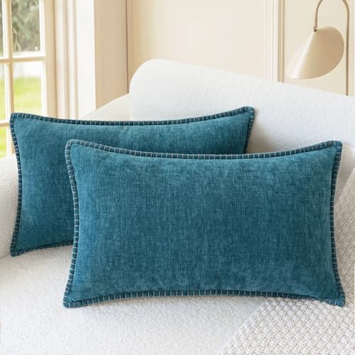 CaliTime Decorative Couch Throw Pillow Covers 20 X 12 Inches Ocean Blue by CaliTime